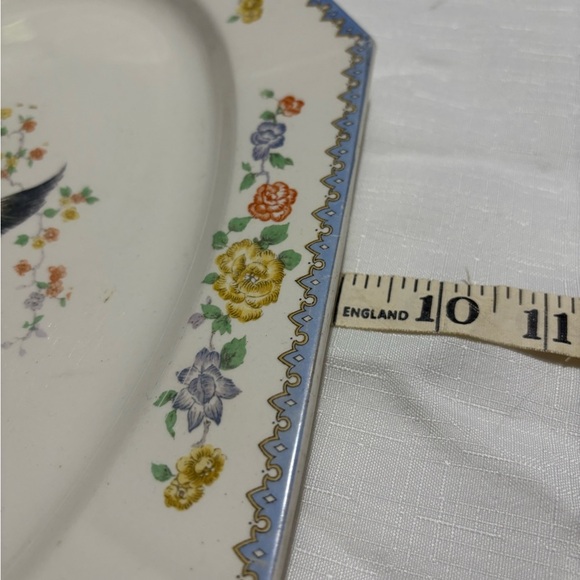 Vintage Floral Octagonal Platter with Bird Design - Picture 5 of 7